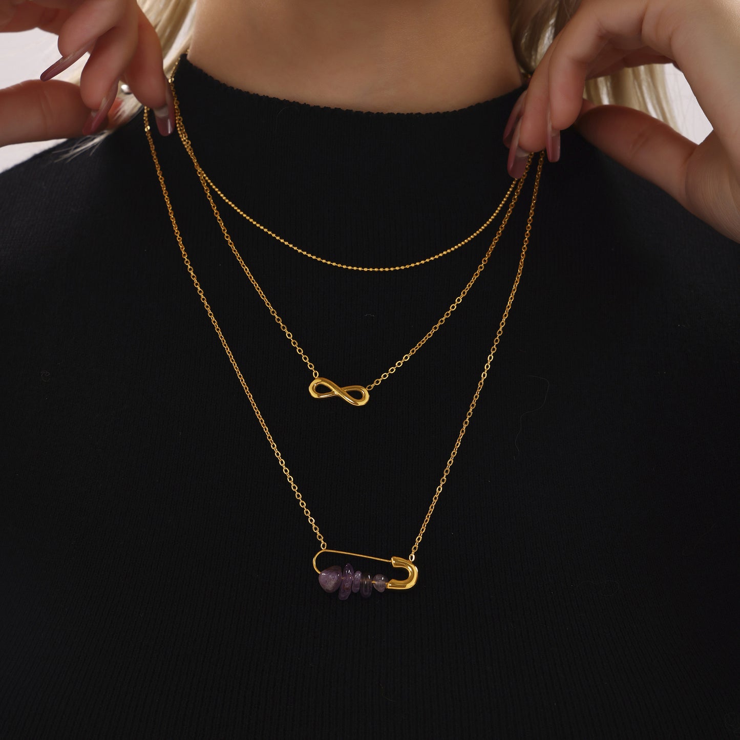 Stainless Steel Paper Clip Pendant Necklace