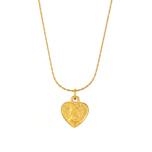Stainless Steel Elizabeth Pattern Heart Shape Pendant Necklace