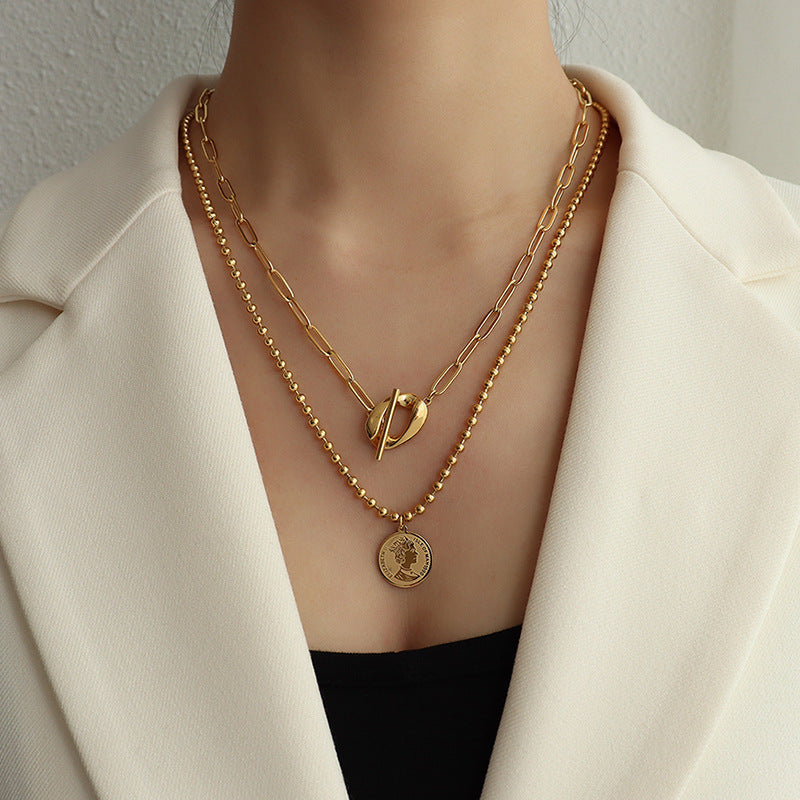 Round Portrait Pendant OT Buckle Necklace