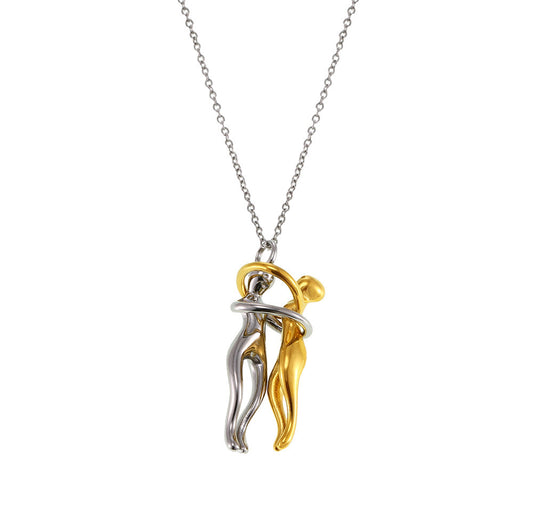 Stainless Steel Embrace Detachable Pendant Necklace