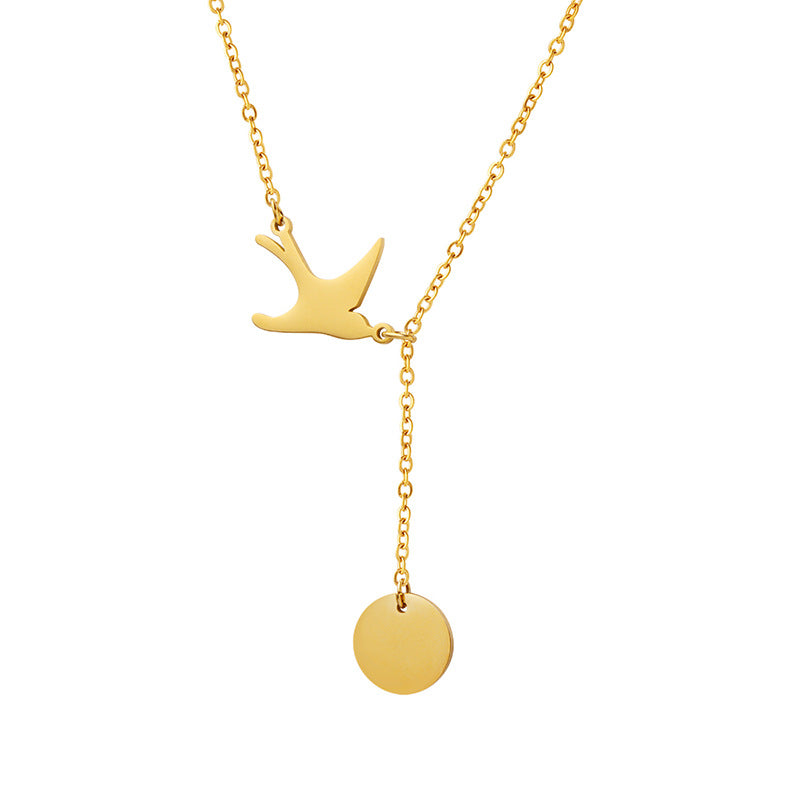 Stainless Steel Swallow Shape Pendant Tassel Necklace