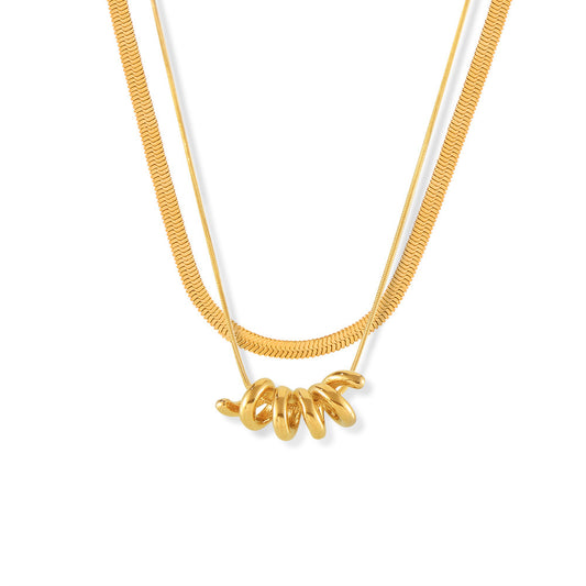 Stainless Steel Twisted Line Bar Pendant Necklace