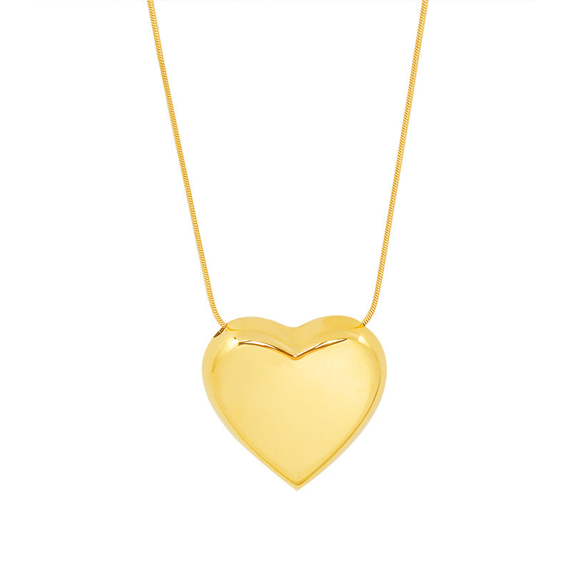 Stainless Steel Polished Heart Pendant Necklace