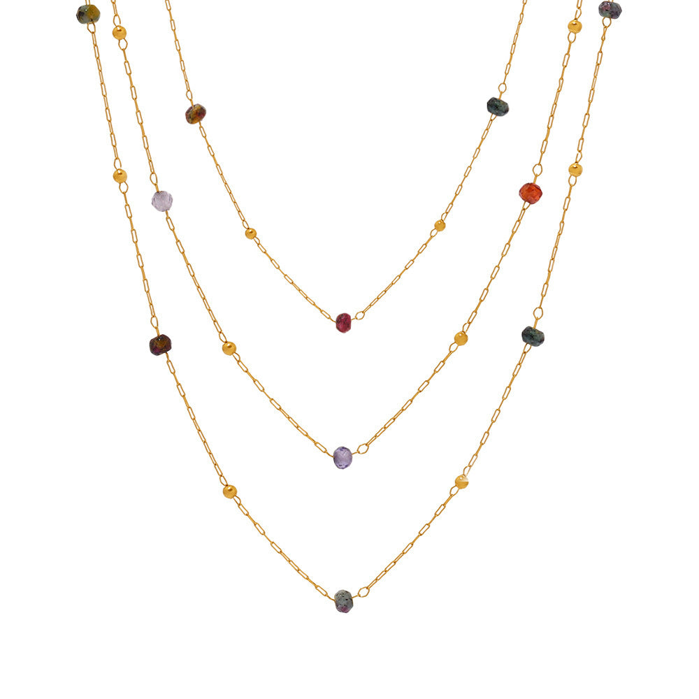 Stainless Steel Split Separated Cubic Zirconia Necklace