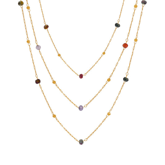 Stainless Steel Split Separated Cubic Zirconia Necklace