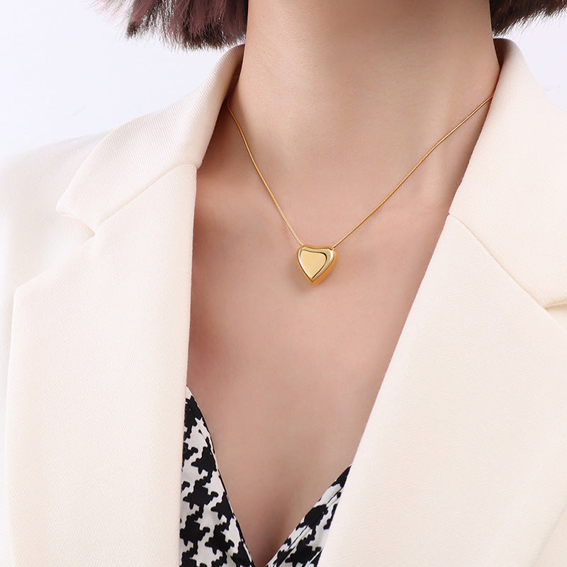 Stainless Steel Polished Heart Pendant Necklace