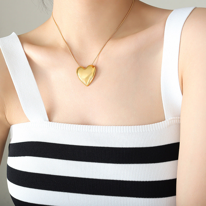 18K Gold PVD Stainless Steel Heart Pendant Necklace