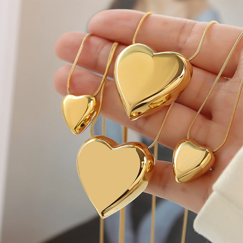 Stainless Steel Polished Heart Pendant Necklace