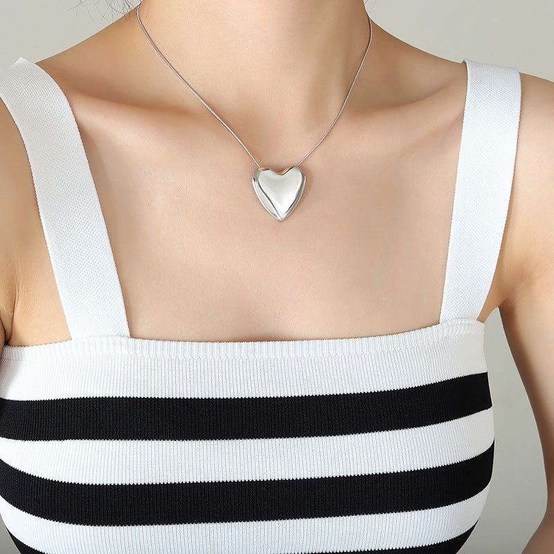 18K Gold PVD Stainless Steel Heart Pendant Necklace