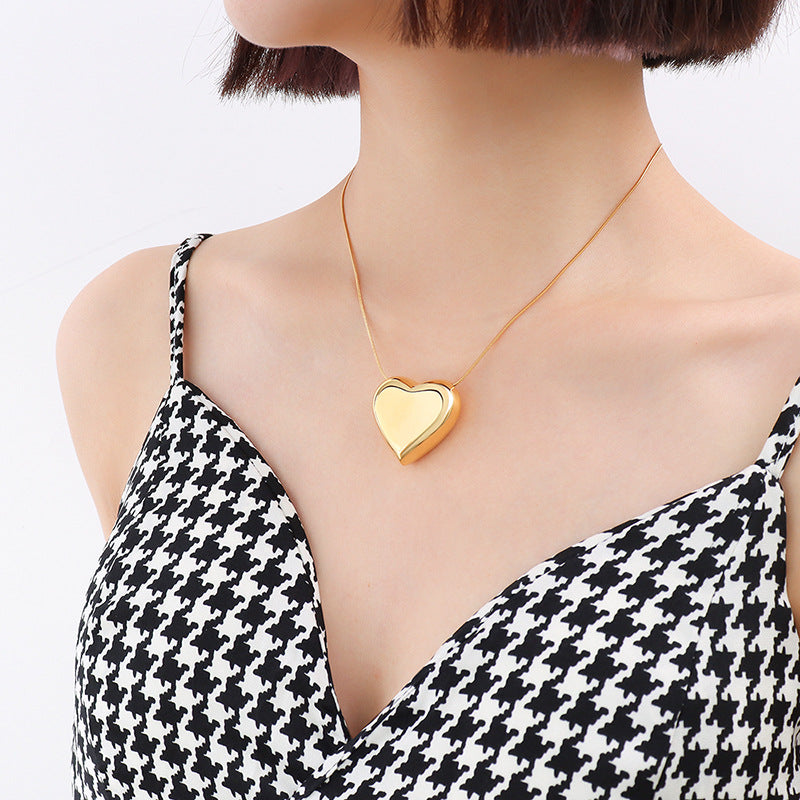 Stainless Steel Polished Heart Pendant Necklace