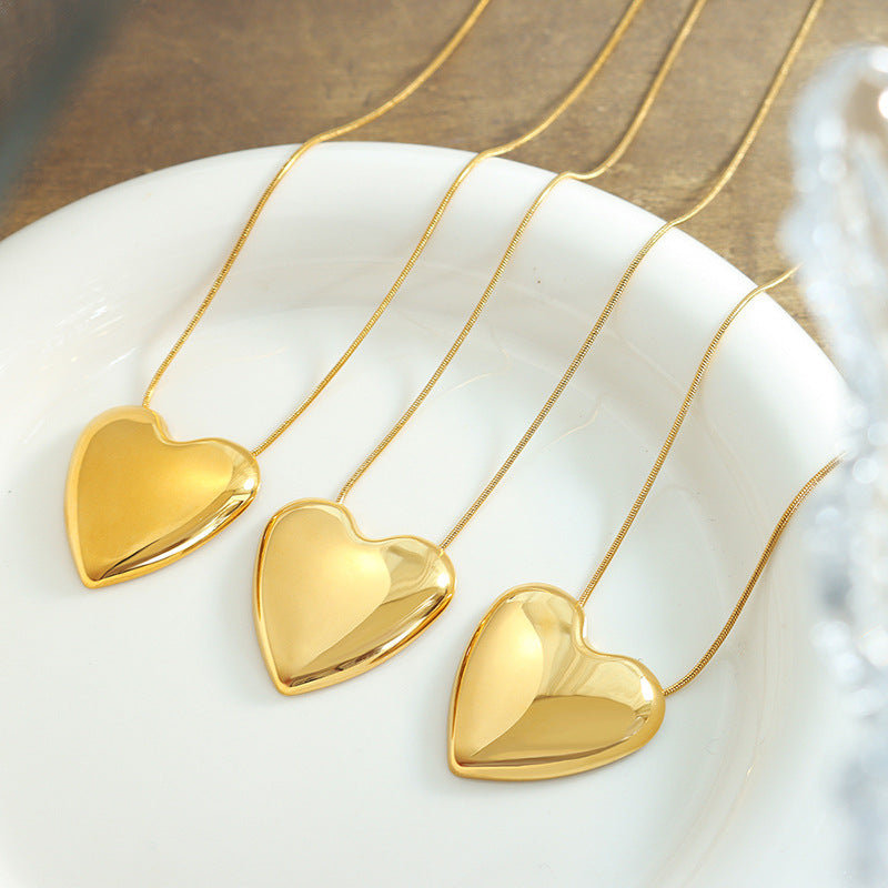 18K Gold PVD Stainless Steel Heart Pendant Necklace