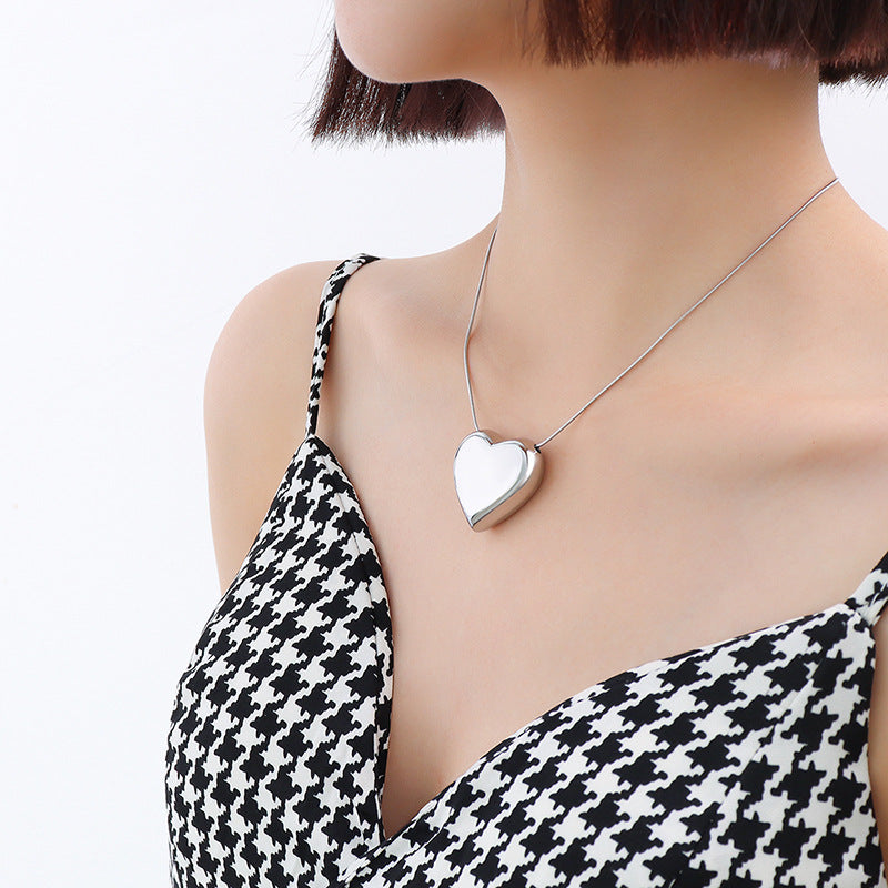 Stainless Steel Polished Heart Pendant Necklace