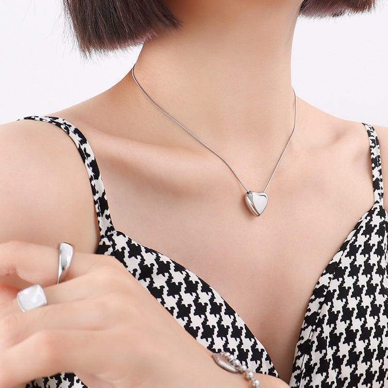 Stainless Steel Polished Heart Pendant Necklace
