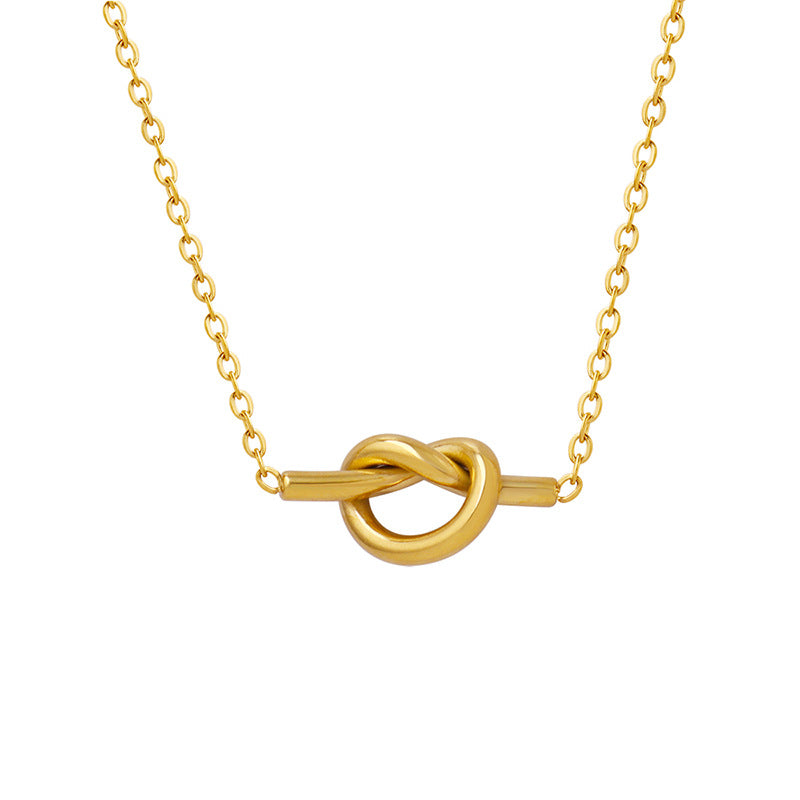 Stainless Steel 18K Gold PVD Heart Knot Necklace