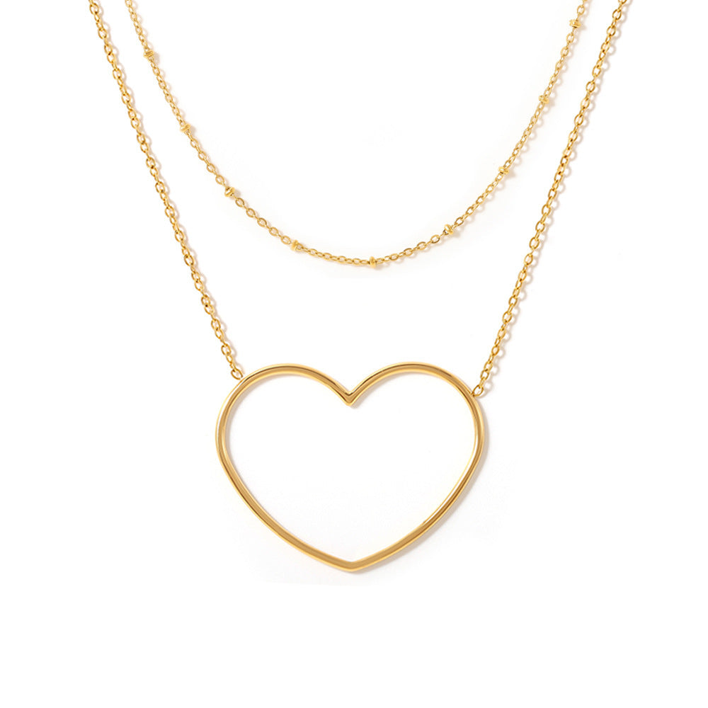 Stainless Steel Heart Line Pendant Stackable Necklace