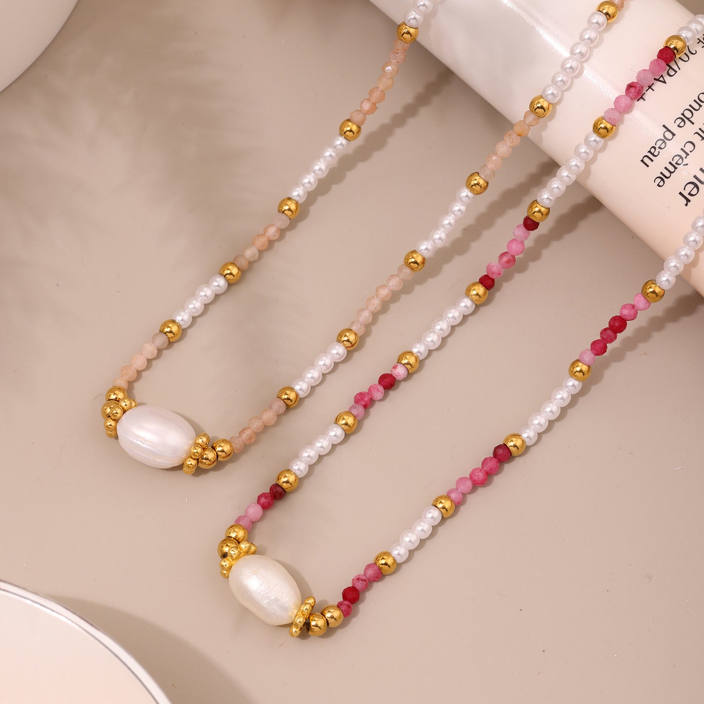Stainless Steel Freshwater Pearl Pendant Beaded Necklace