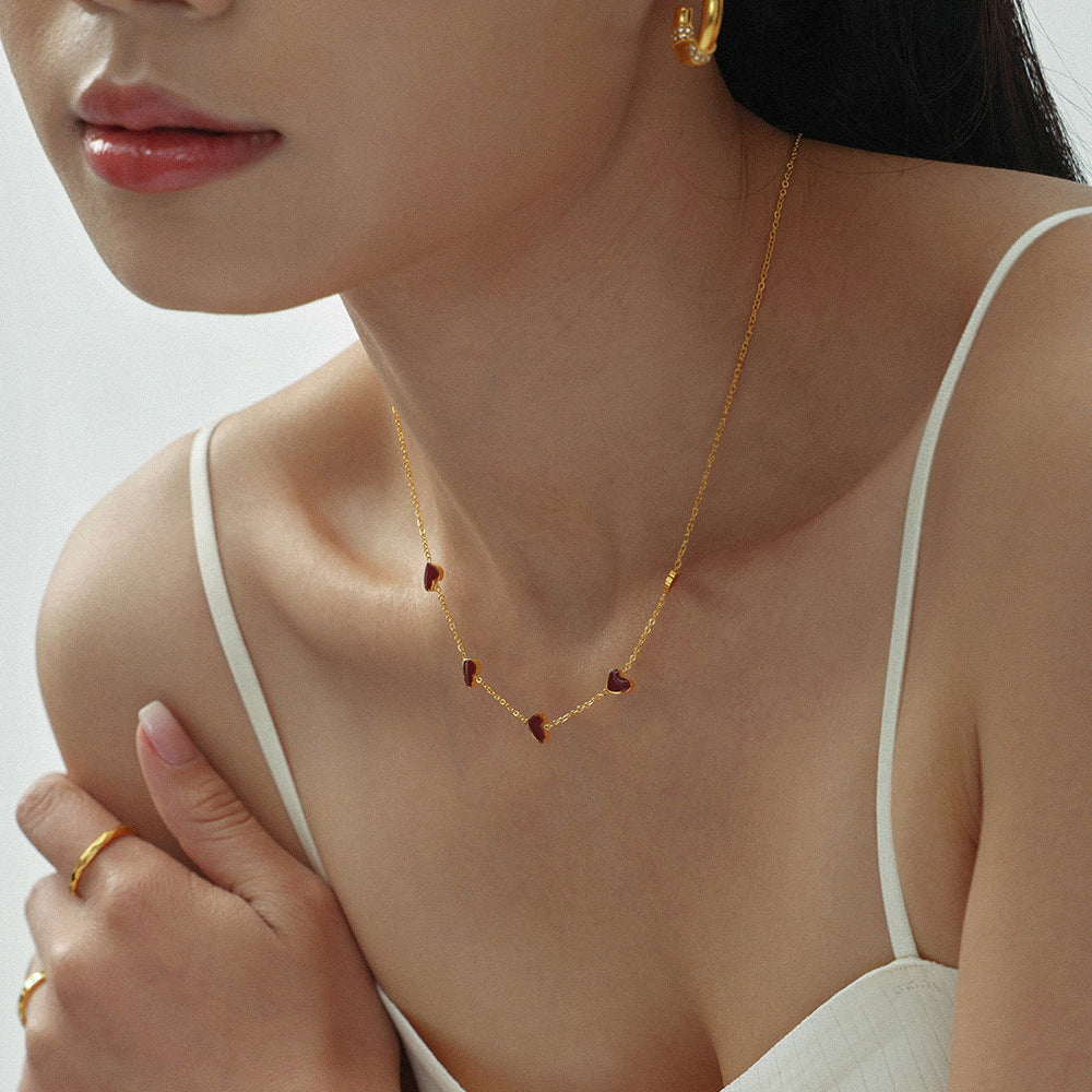 Stainless Steel Oil Drop Heart Necklace