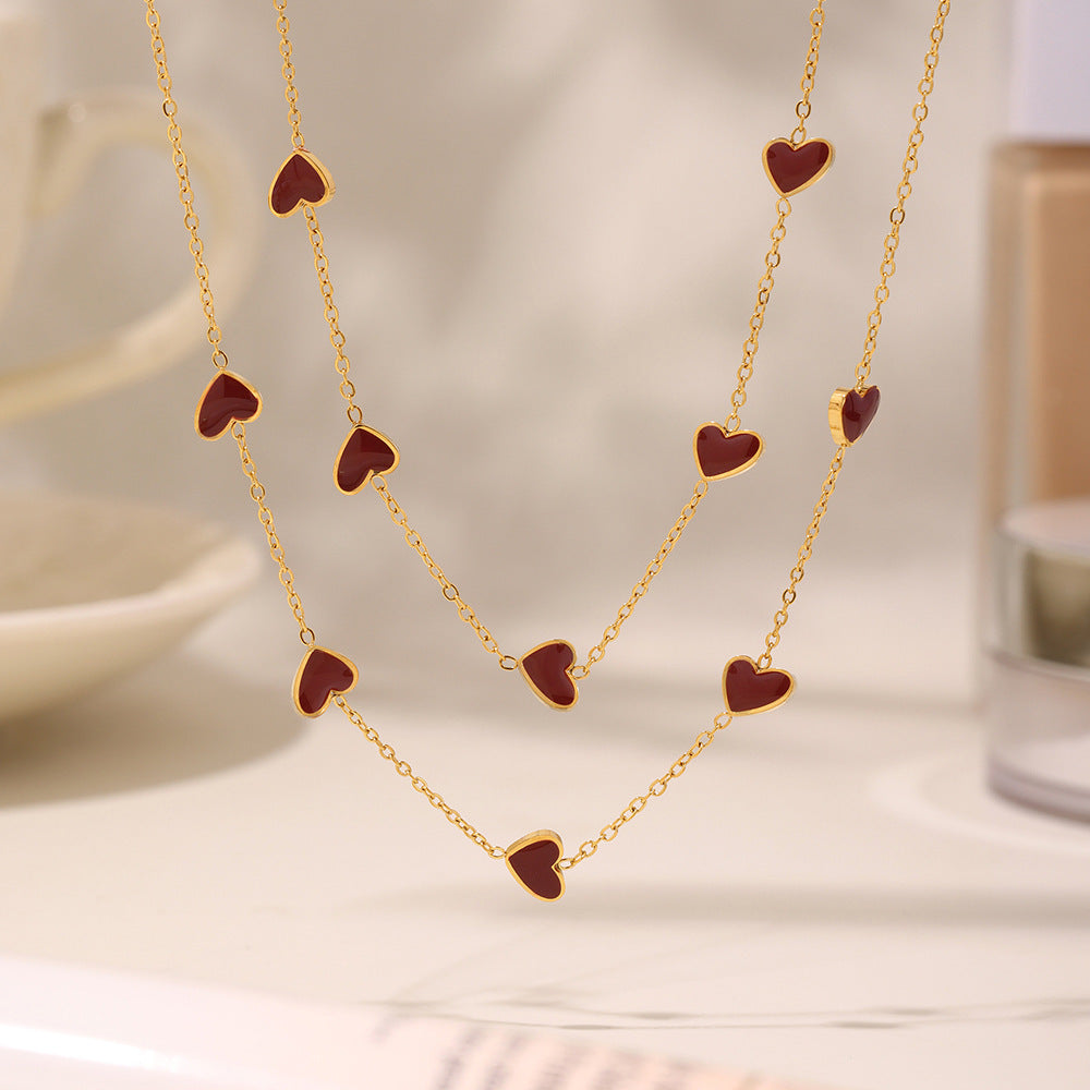 Stainless Steel Oil Drop Heart Necklace