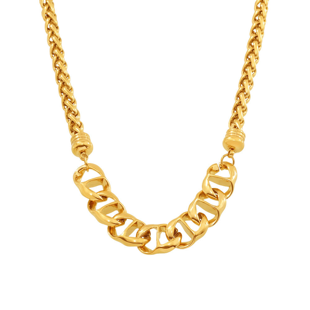 Pig Nose Shape Chain Stitching Chain Stainless Steel Necklace