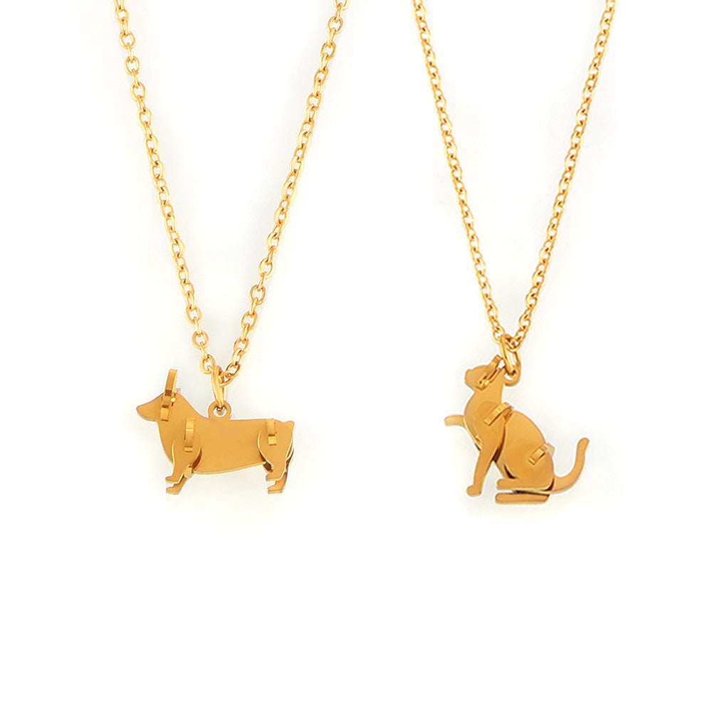 Stainless Steel Animal Shape Pendant Cable Chain Necklace