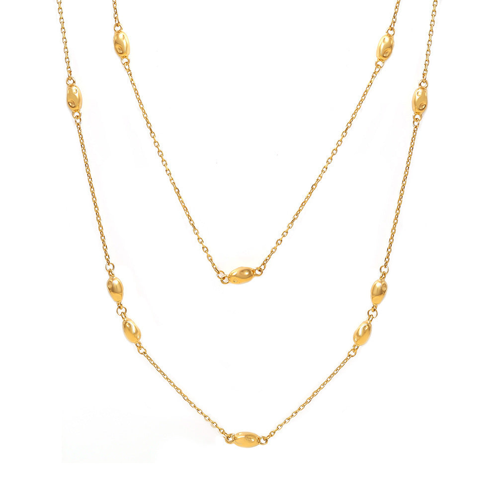 Stainless Steel Bead Double Layer Necklace