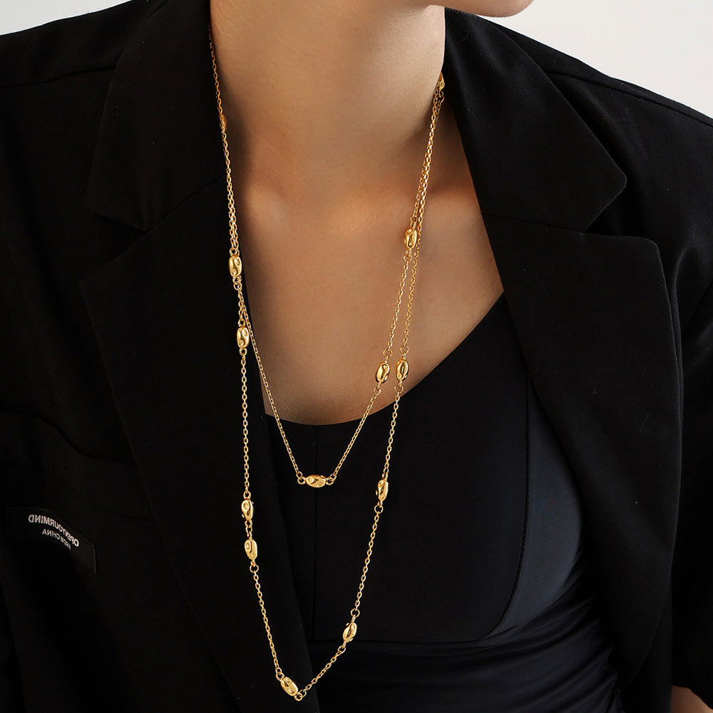 Stainless Steel Bead Double Layer Necklace