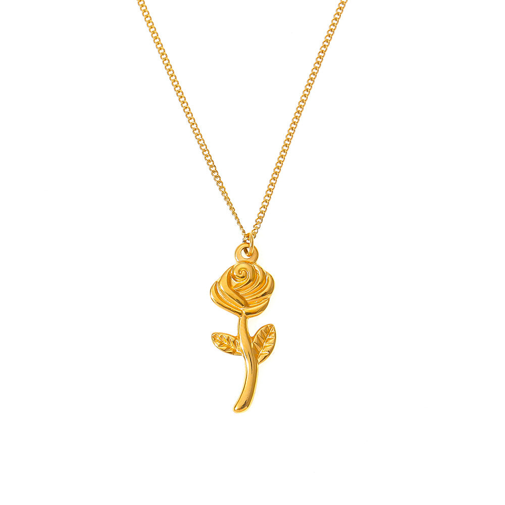 Rose Pendant Stainless Steel Necklace