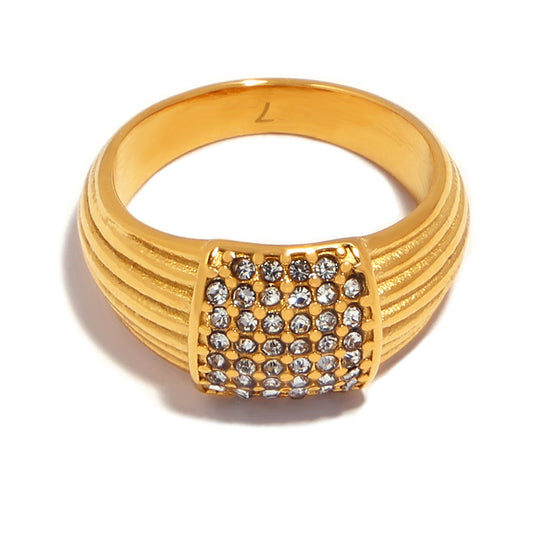 Stainless Steel Multi-layered Rhinestone Ring
