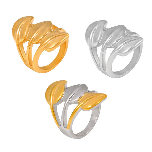 Stainless Steel Leaf Shape Stitching Ring