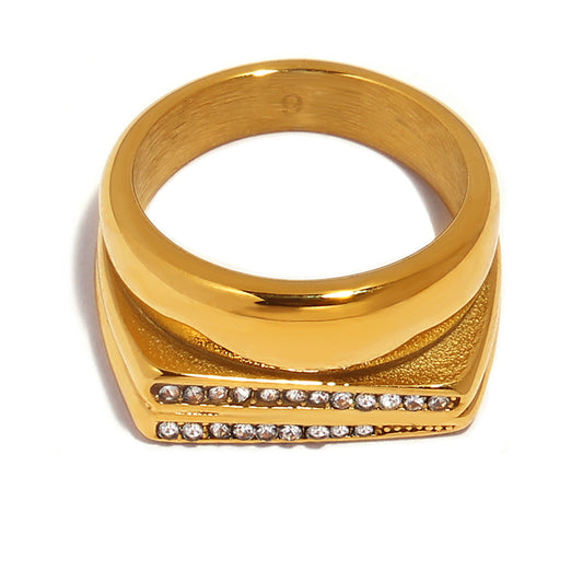 Stainless Steel Irregular Design Inaly Rhinestone Ring