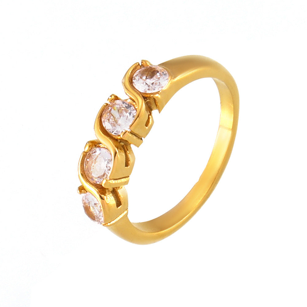 Stainless Steel Single Row Cubic Zirconia Ring