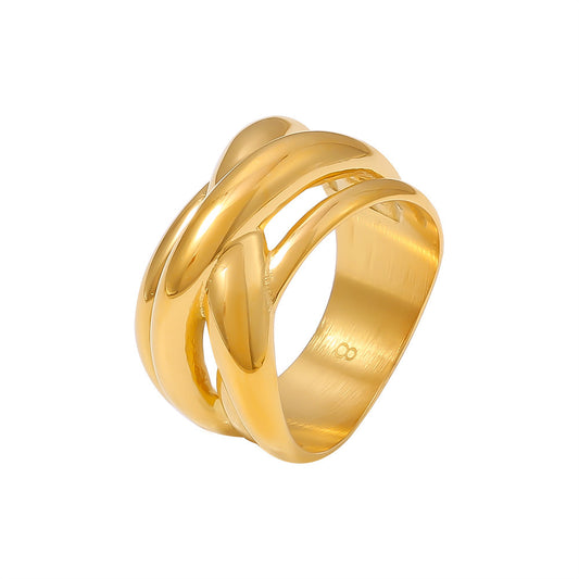 Stainless Steel Irregular Line Wrapped Ring