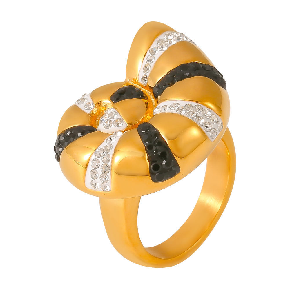 Stainless Steel Conch Czech Diamond Ring