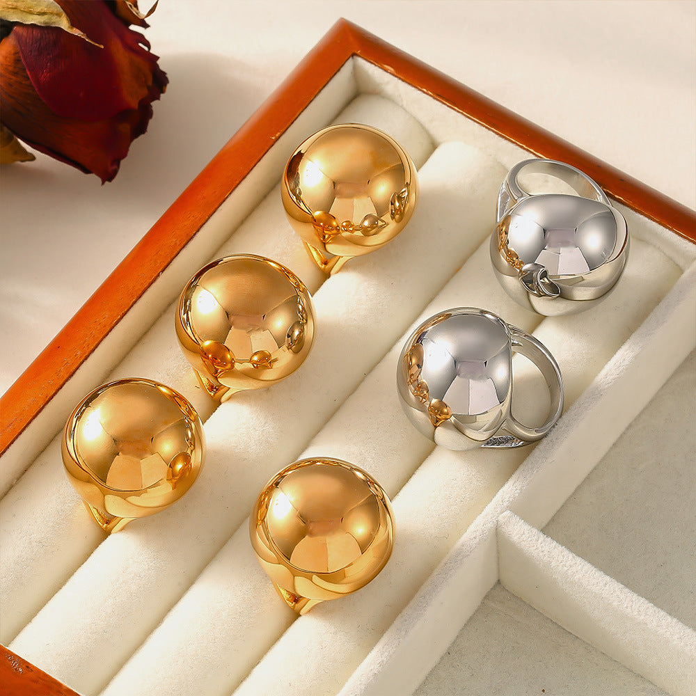 Stainless Steel Exaggerated Ball Ring