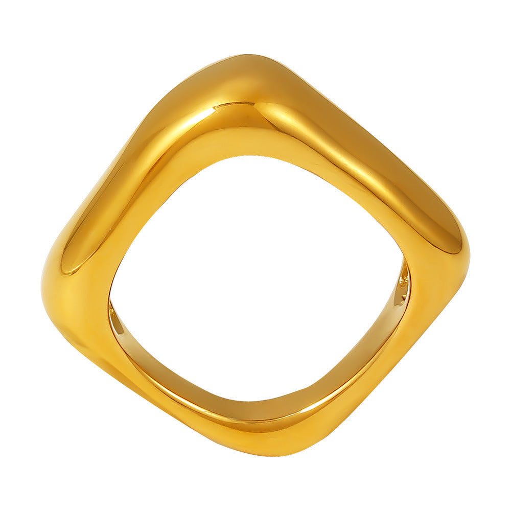 Stainless Steel Polished Minimalist Square Ring