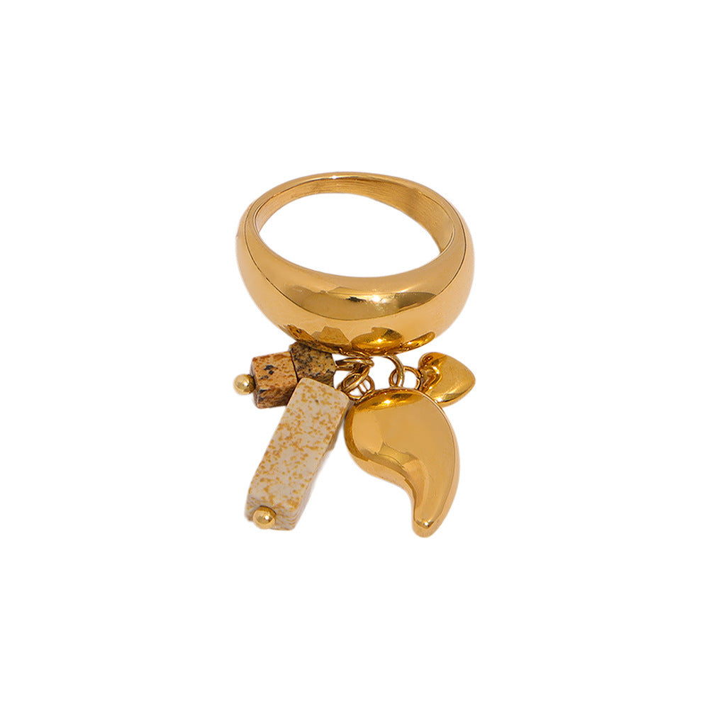 Stainless Steel Water Drop Tassel Charm Ring