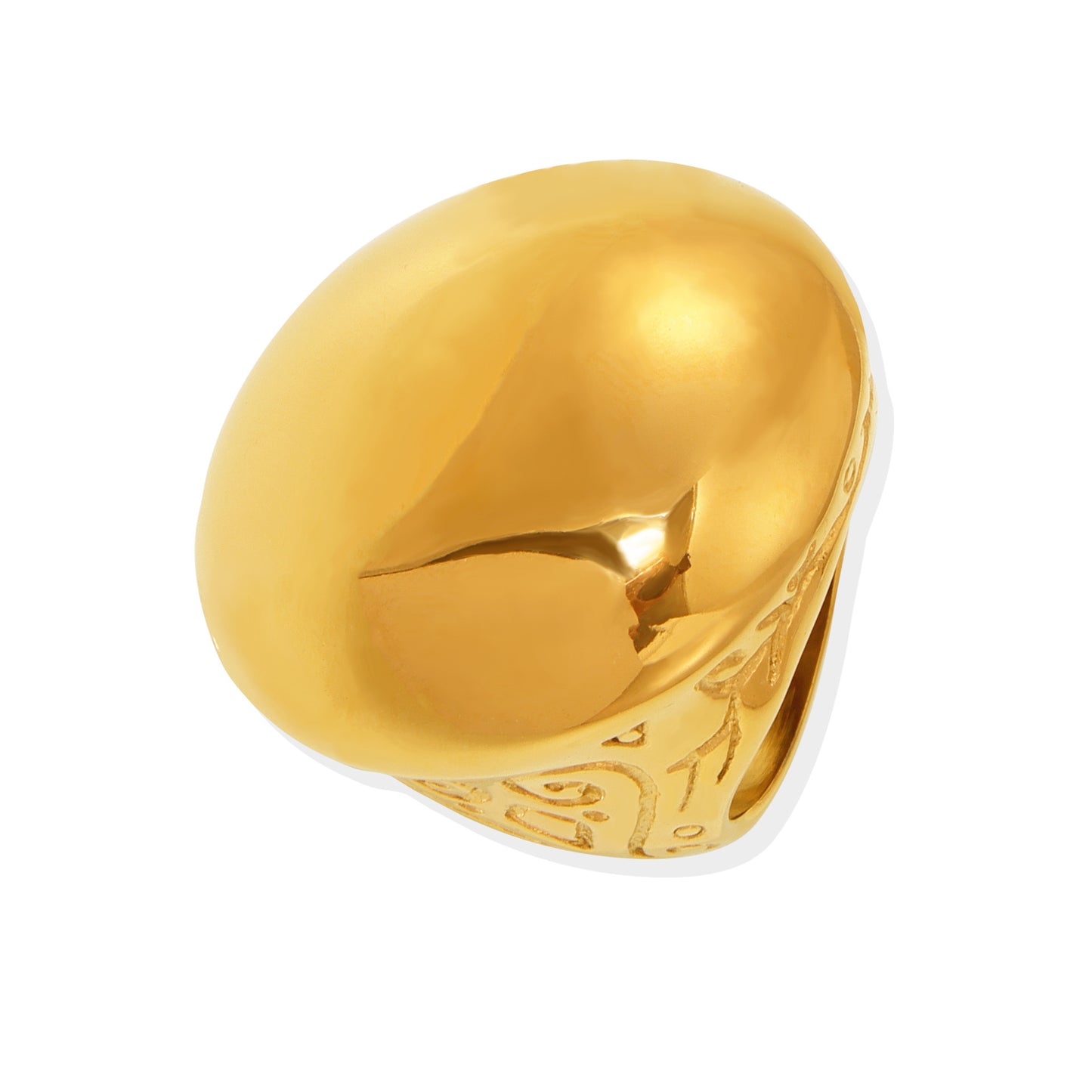 Polished Stainless Steel Spherical Signet Ring
