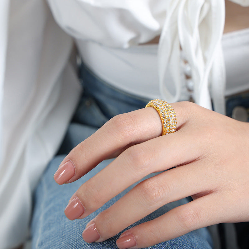 Stainless Steel Full Inaly Czech Diamond Ring