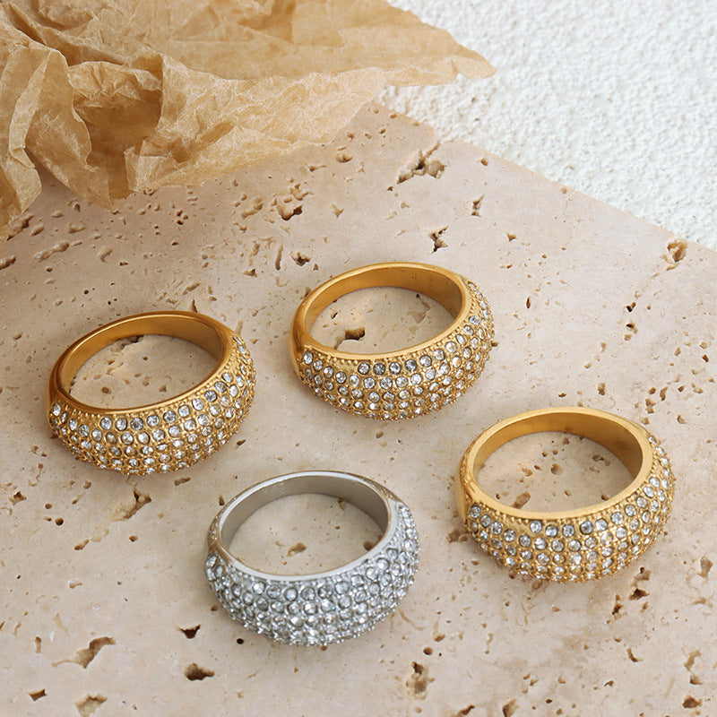 Stainless Steel Full Inaly Czech Diamond Ring