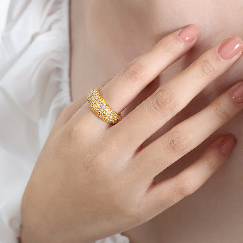 Stainless Steel Full Inaly Czech Diamond Ring