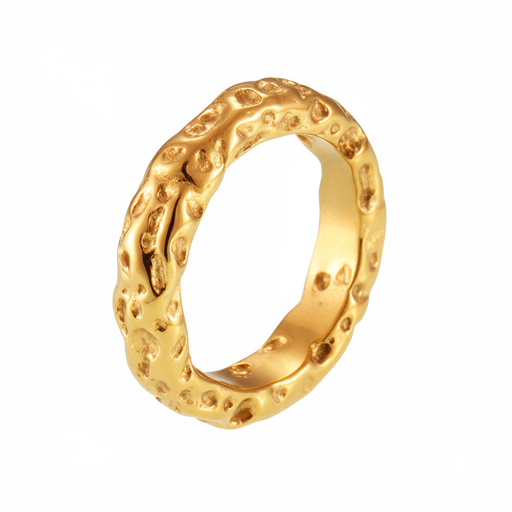 Stainless Steel 18K Gold PVD Irregular Texture Ring
