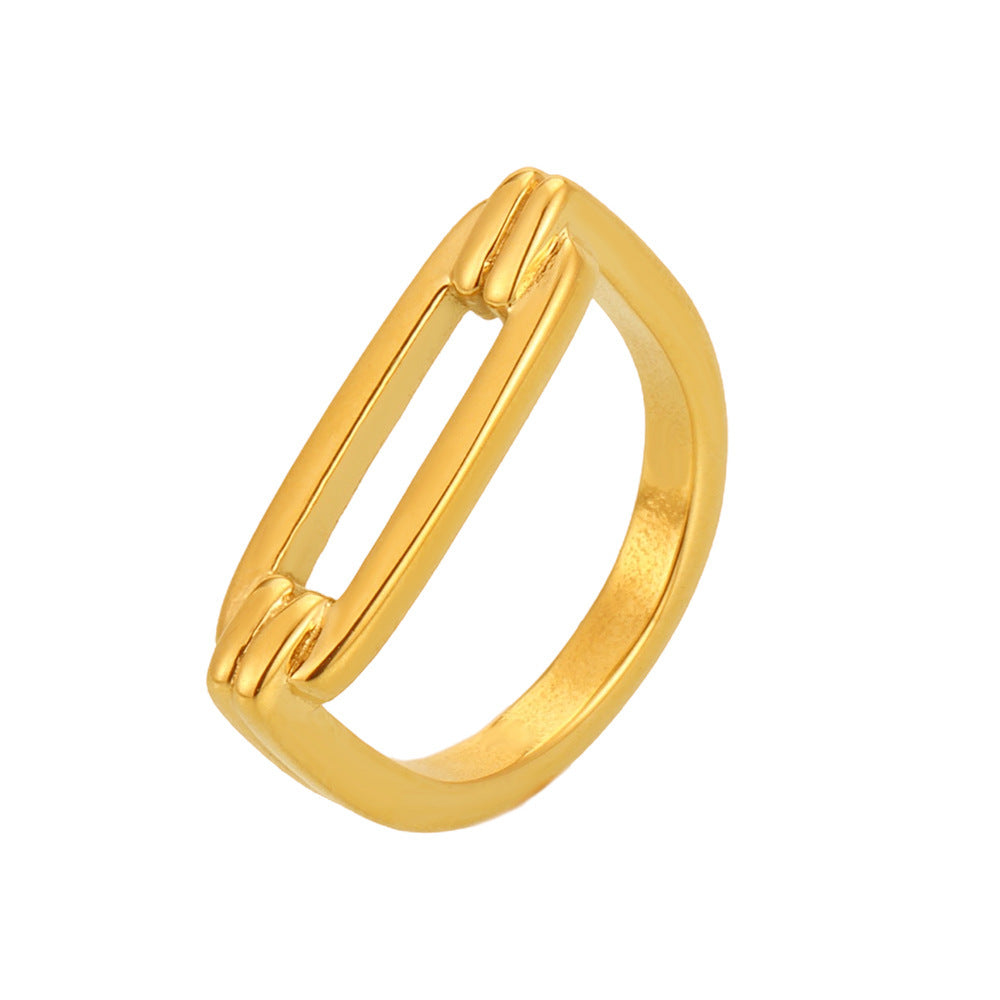 Stainless Steel Rectangular Geometric Hollow Ring