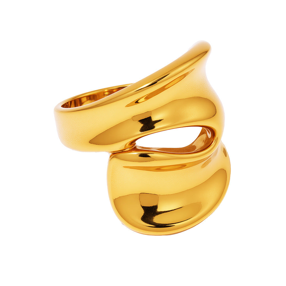 Irregular Geometric Hollow Stainless Steel Polished Ring