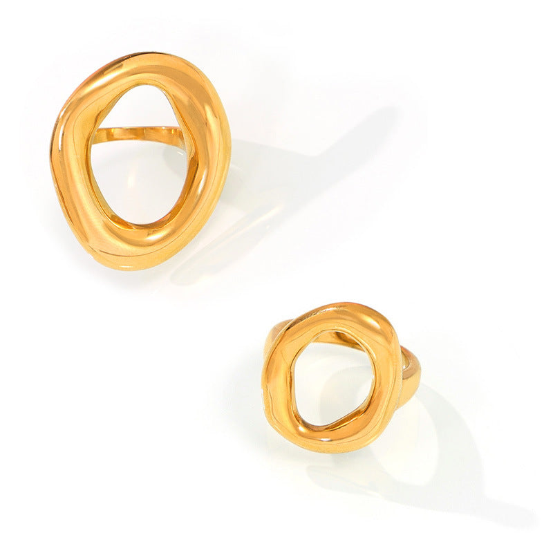 Geometric Hollow Irregular Stainless Steel Ring