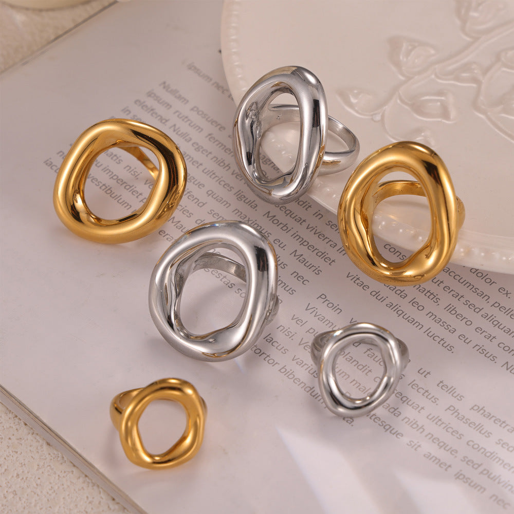 Geometric Hollow Irregular Stainless Steel Ring