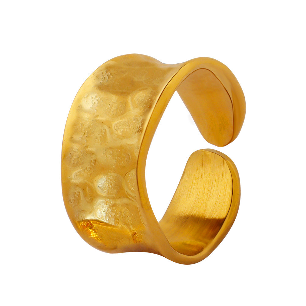 18K Gold PVD Stainless Steel Embossed Texture Ring