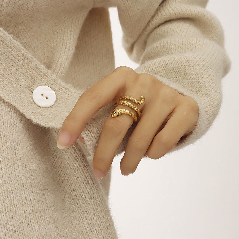Stainless Steel Snake Shape Wrap Ring