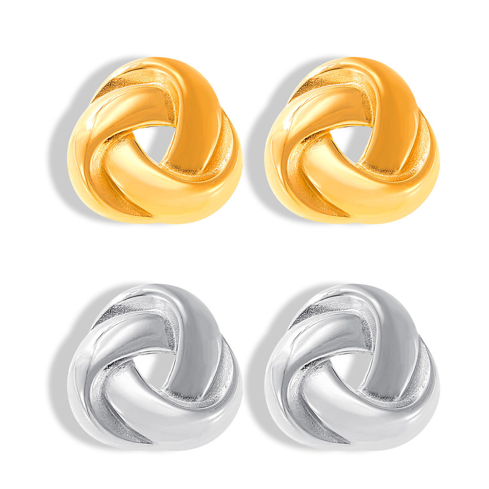 Stainless Steel Twisted Triangle Stud Earrings