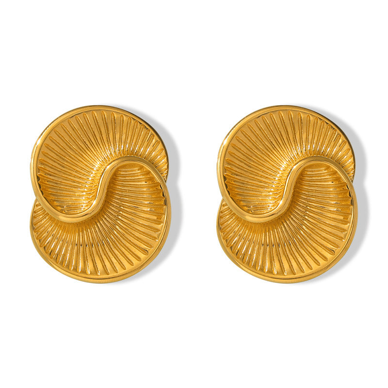 Stainless Steel Water Drop Shape Spiral Stud Earrings