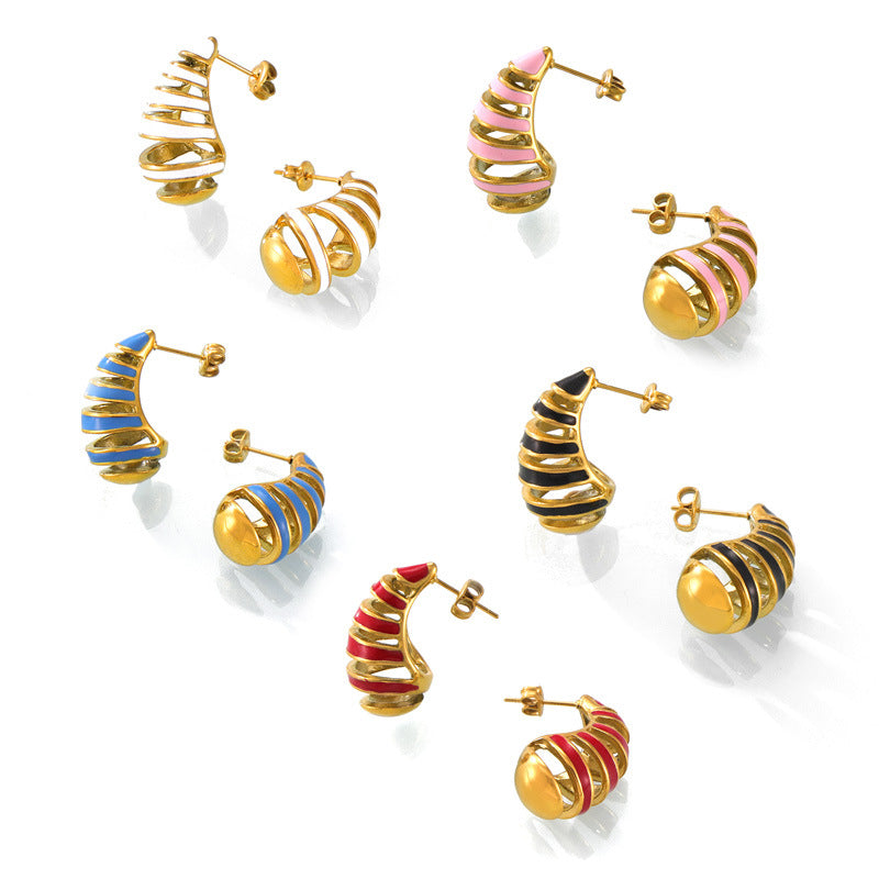 Stainless Steel Hollow Water Drop Shape Stud Earrings